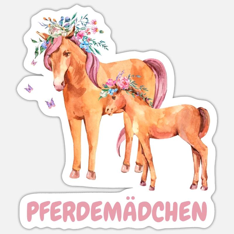 Pferdemädchen Pferd Pferdeliebe Geschenkidee - Sticker Größe S (10 x 10 cm) - Mattweiß