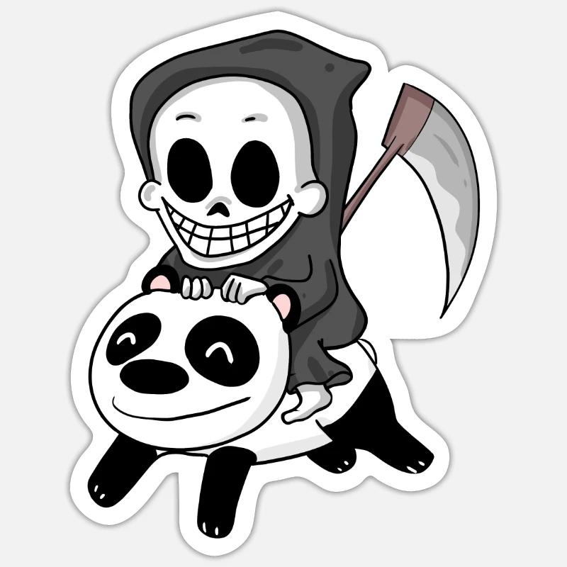 Sensenmann Panda - Sticker Größe S (10 x 10 cm) - Mattweiß