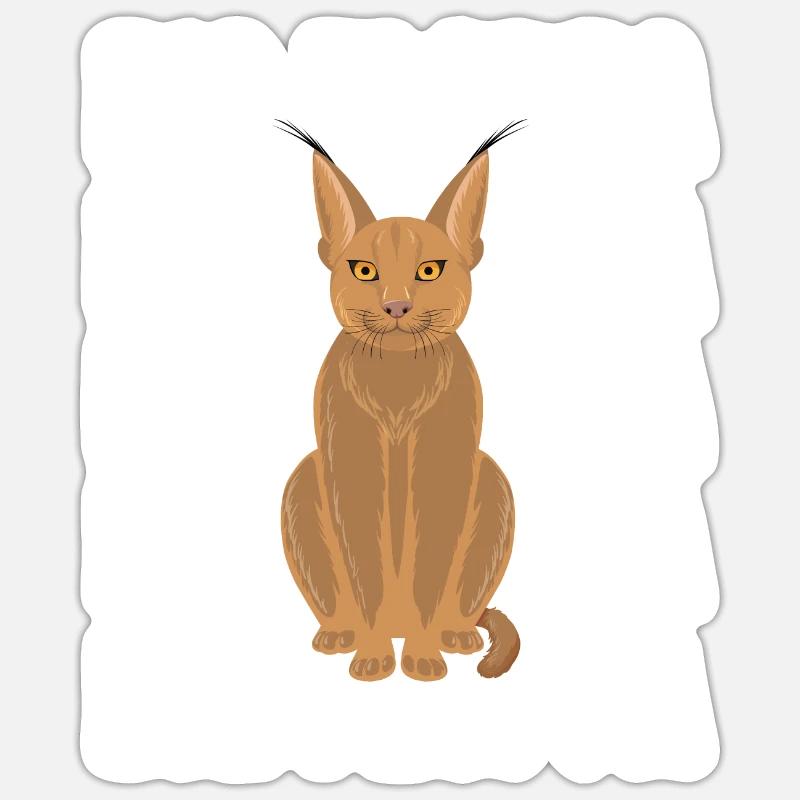 Big Floppa Caracal Cat Meme - Sticker taille S (10 x 10 cm) - blanc mat