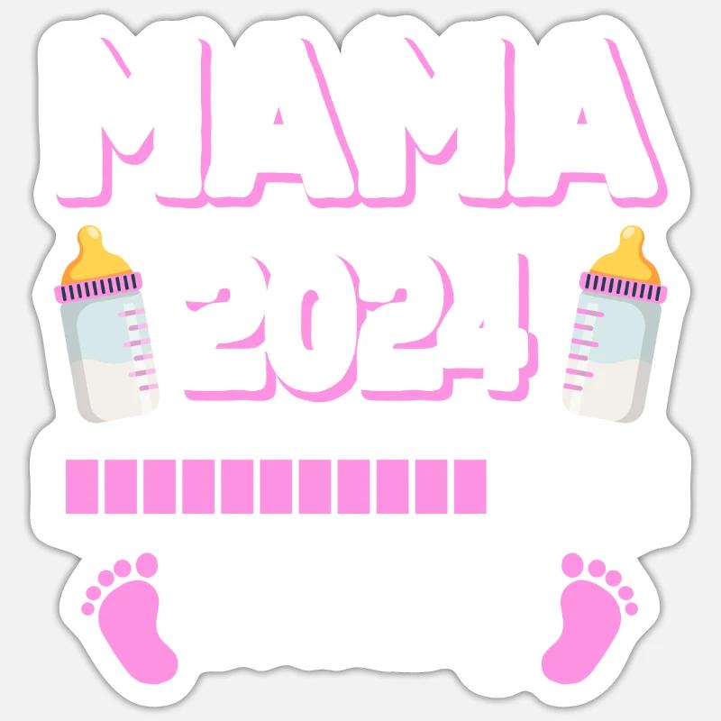 Mama 2024 Loading Mutter Mütter Muttertag - Sticker Größe S (10 x 10 cm) - Mattweiß