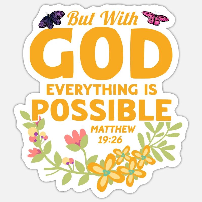 Jesus Gott Christlich Bibelvers Geschenk - Sticker Größe S (10 x 10 cm) - Mattweiß
