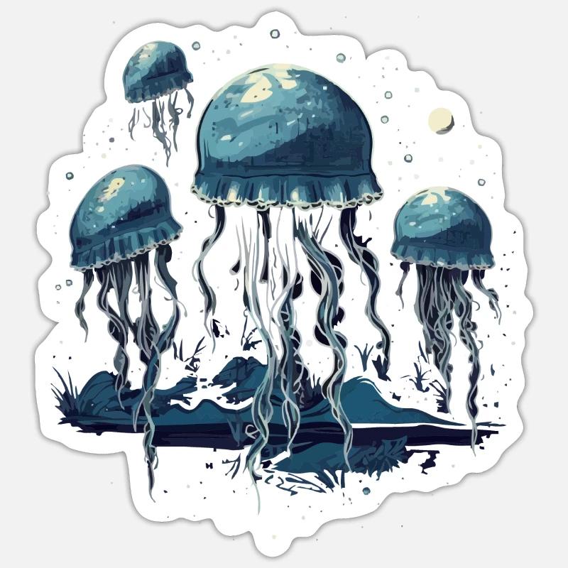 Méduse - Sticker taille S (10 x 10 cm) - blanc mat