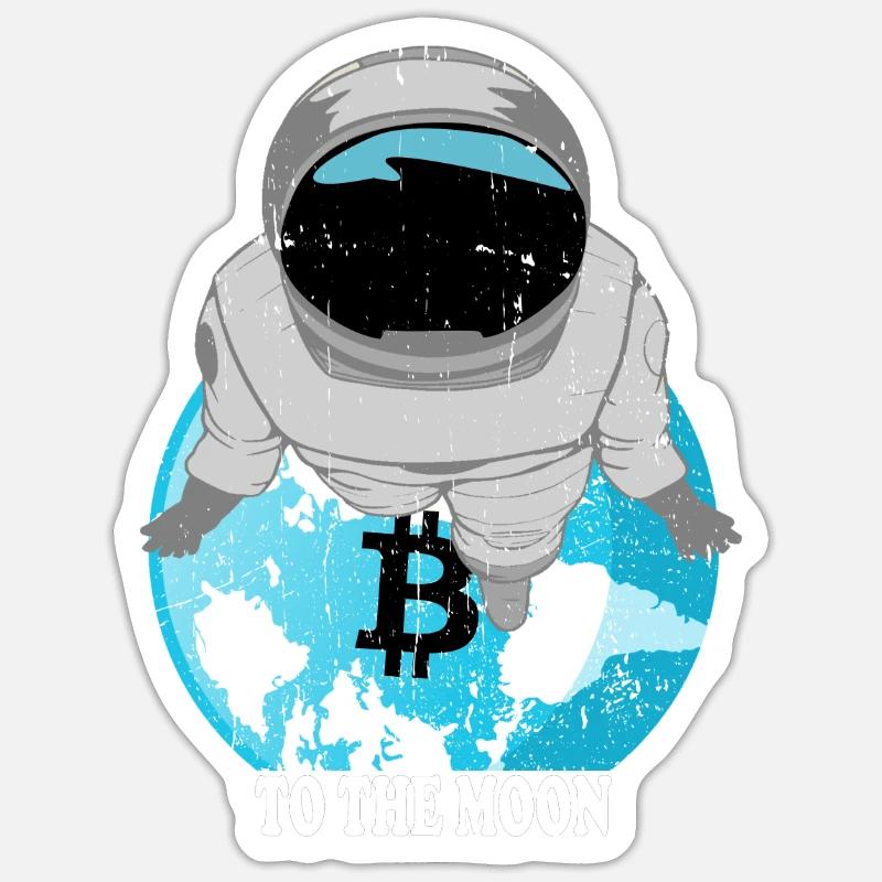 Bitcoin Vers la lune - Sticker taille S (10 x 10 cm) - blanc mat