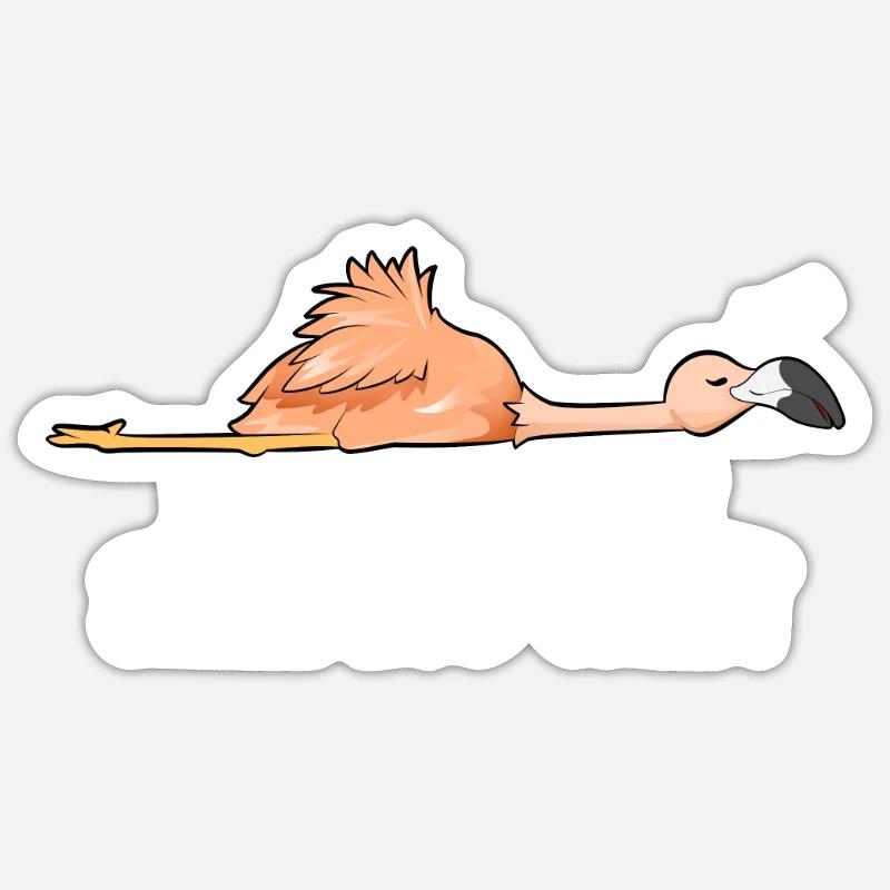 Flamingo Sleeping - Sticker size S (10 x 10 cm) - white matte