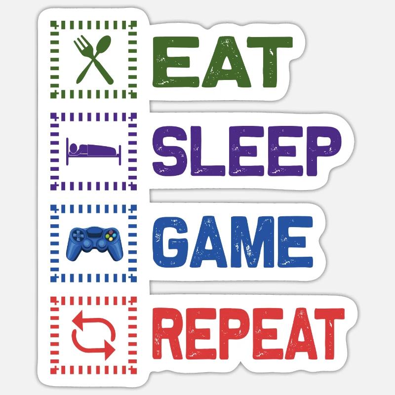 MANGEZ LE JEU DE SOMMEIL RÉPÉTER Conception Sticker taille S (10 x 10 cm)