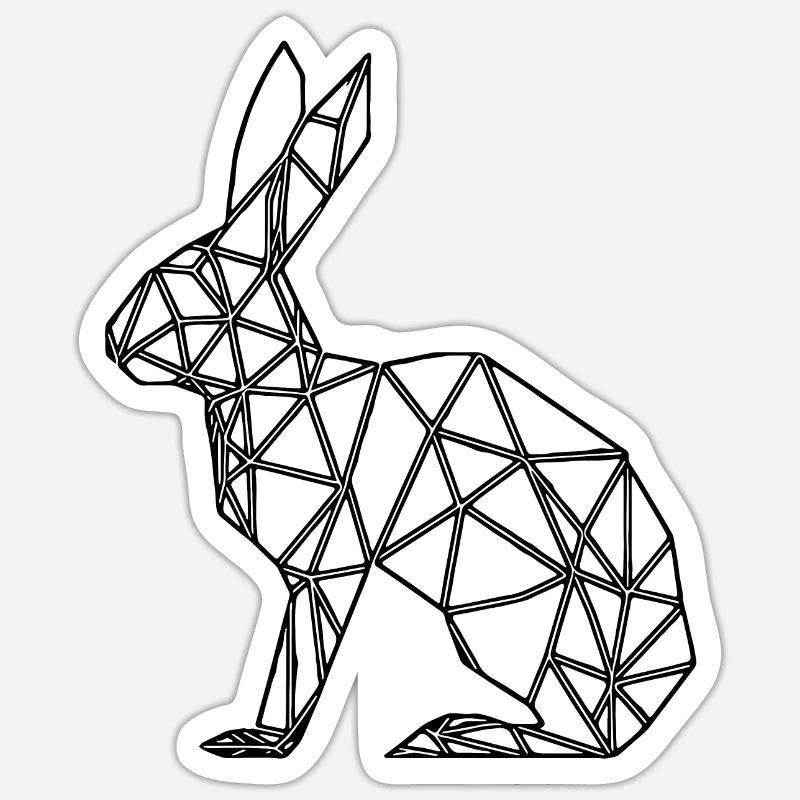 Geometric Rabbit Cute Lines Rabbit - Sticker size S (10 x 10 cm) - white matte