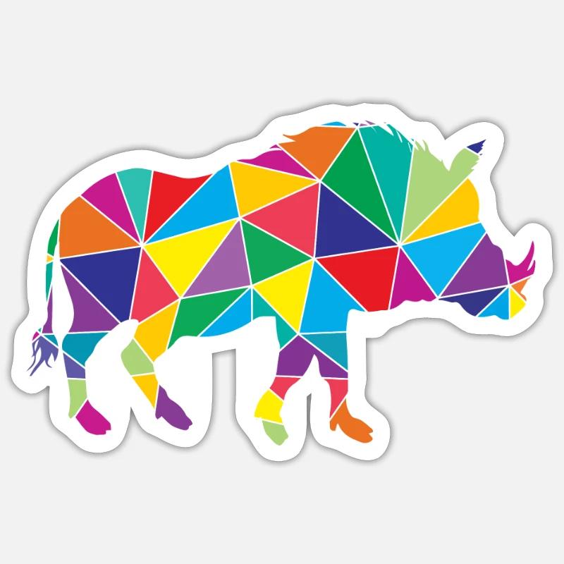 Sanglier polygonal de phacochère - Sticker taille S (10 x 10 cm) - blanc mat