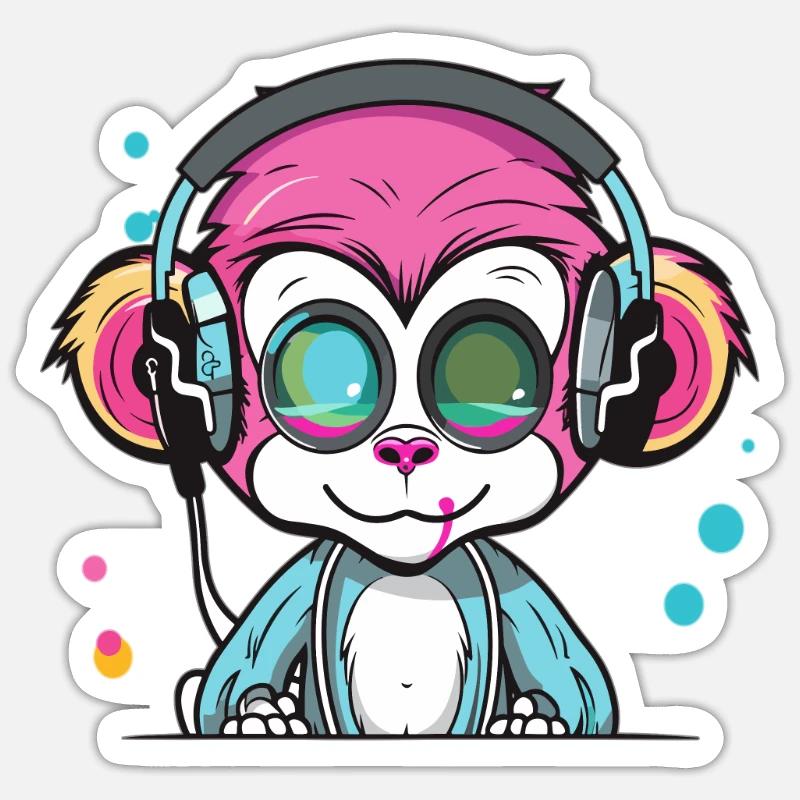 Techno Party Monkey EDM Rave Sticker size S (10 x 10 cm)