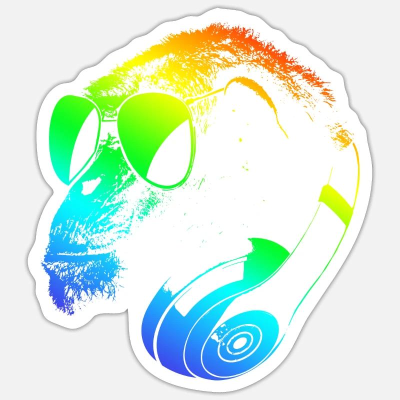 DJ Ape Gorilla Monkey Music Techno Monkey - Sticker size S (10 x 10 cm) - white matte