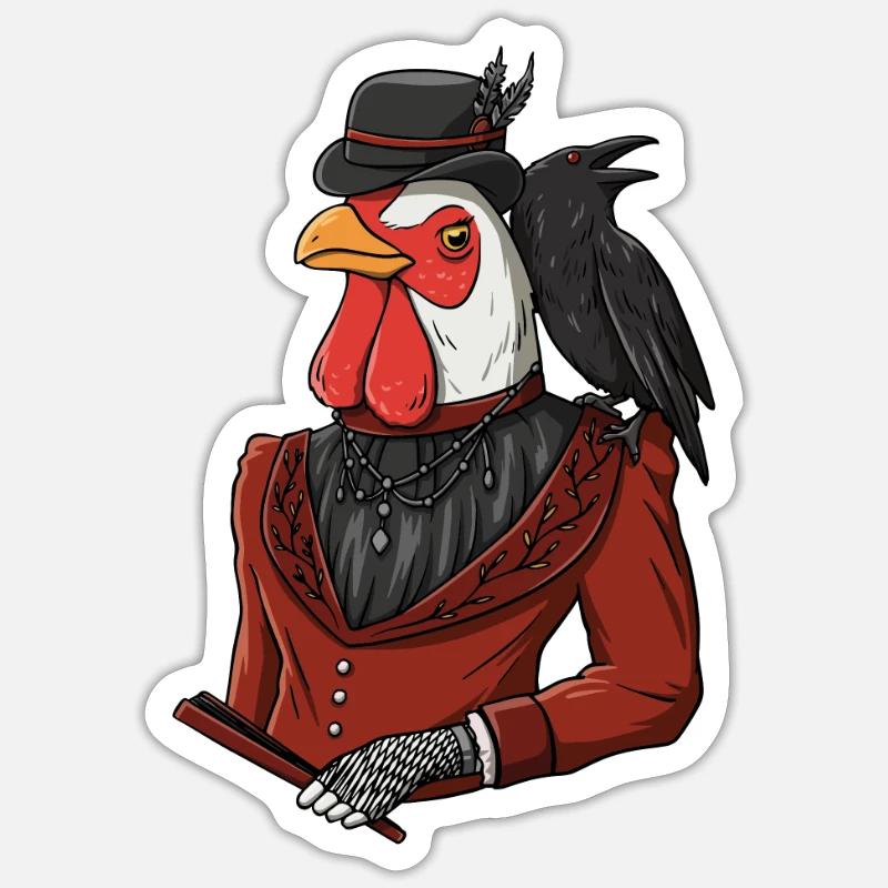 Poulet Graphique Emo Chicken Lovers - Sticker taille S (10 x 10 cm) - blanc mat