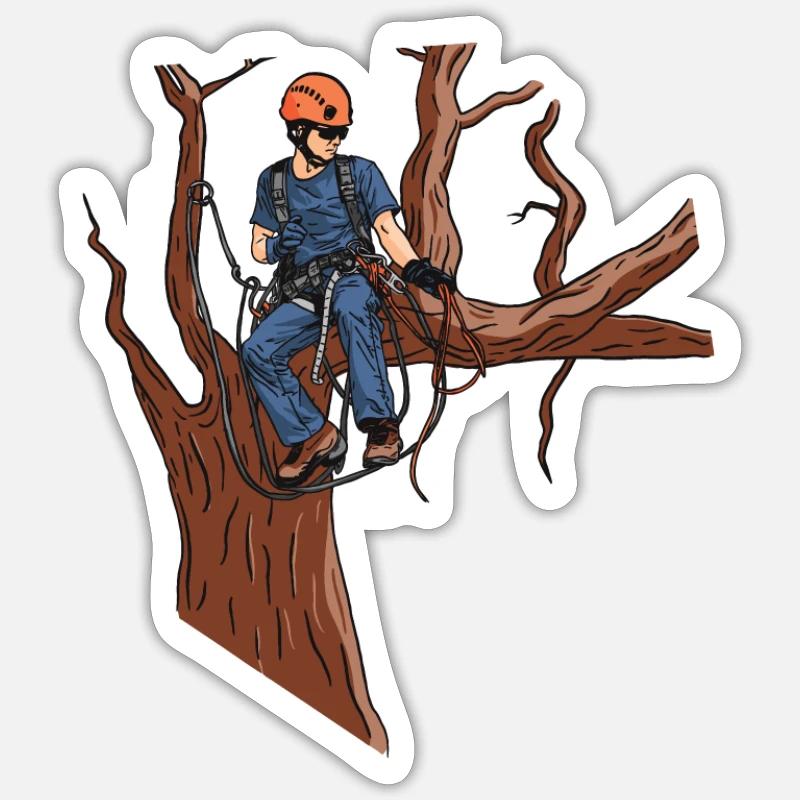 Baumpfleger Baumkletterer Arborist Baumklettern - Sticker Größe S (10 x 10 cm) - Mattweiß