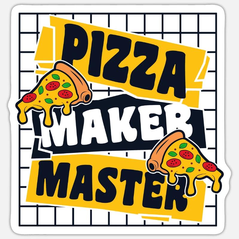 Pizza Maker Master Pizzaofen Pizza Pizzablech - Sticker Größe S (10 x 10 cm) - Mattweiß