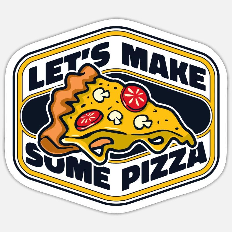 Faisons de la pizza plateau de pizza pizza pizza four pizza - Sticker taille S (10 x 10 cm) - blanc mat