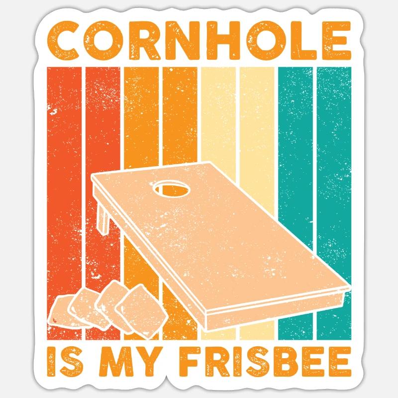 Drôle de trou de maïs Cornhole Retro - Sticker taille S (10 x 10 cm) - blanc mat