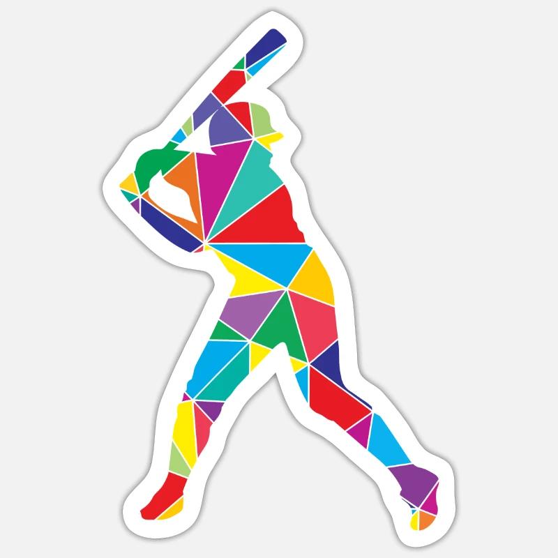 Low Poly Pitcher Schläger Polygon Baseball - Sticker Größe S (10 x 10 cm) - Mattweiß