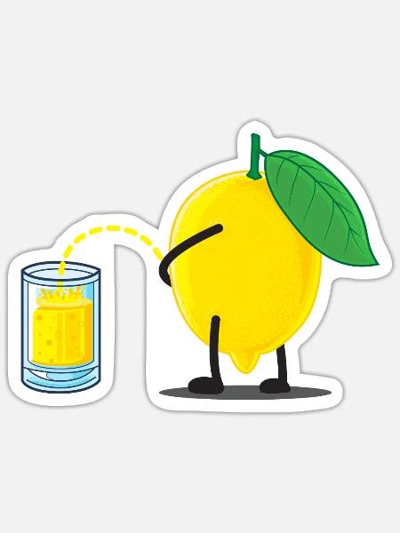 Witzige Zitrone Zitronensaft - Sticker Größe S (10 x 10 cm) - Mattweiß
