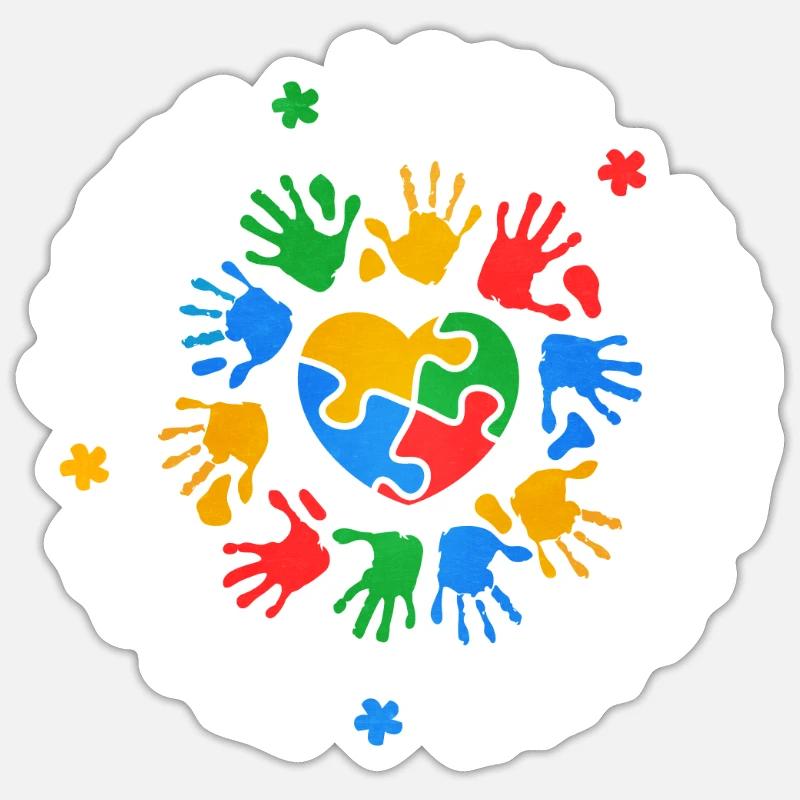 Cadeau autisme autisme - Sticker taille S (10 x 10 cm) - blanc mat