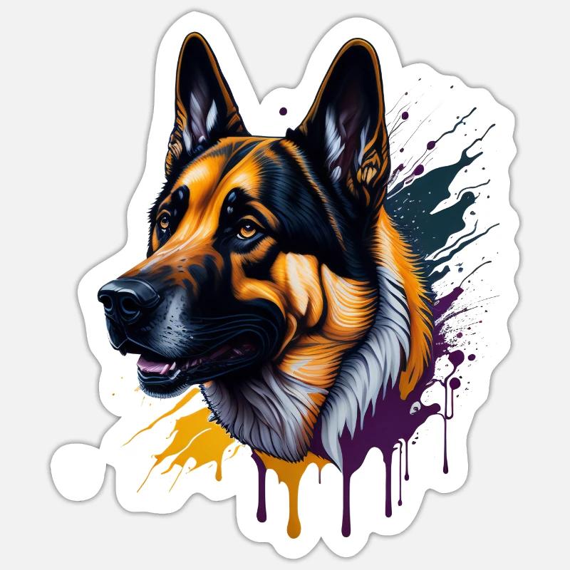 German Shepherd German Shepherd SplashArt - Sticker size S (10 x 10 cm) - white matte