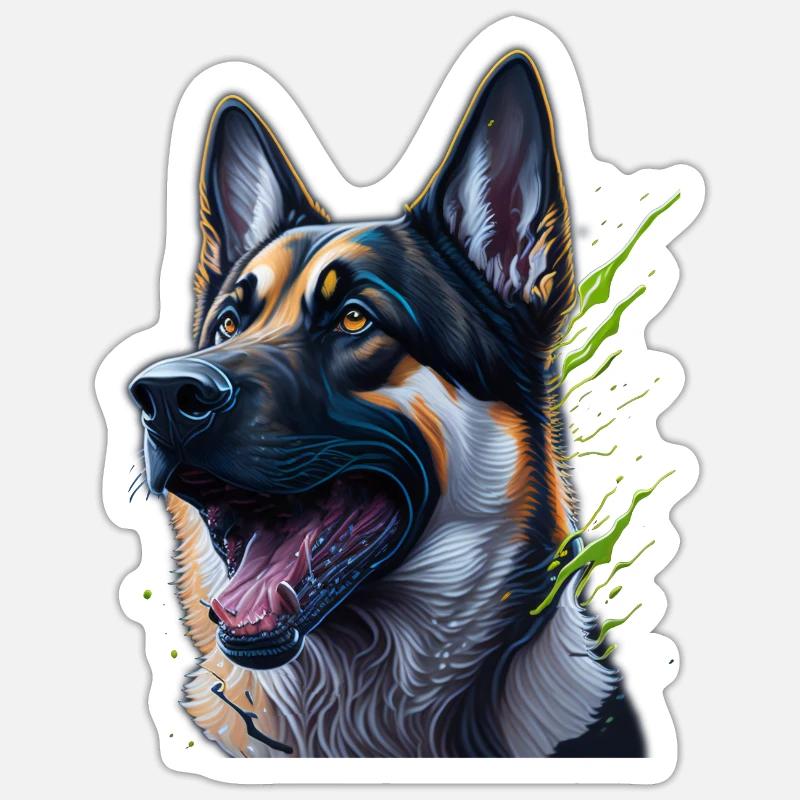 German Shepherd Head Splashart Sticker size S (10 x 10 cm)