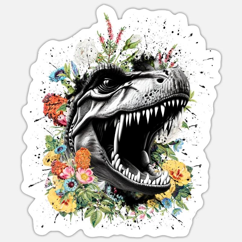 T Rex - Sticker taille S (10 x 10 cm) - blanc mat