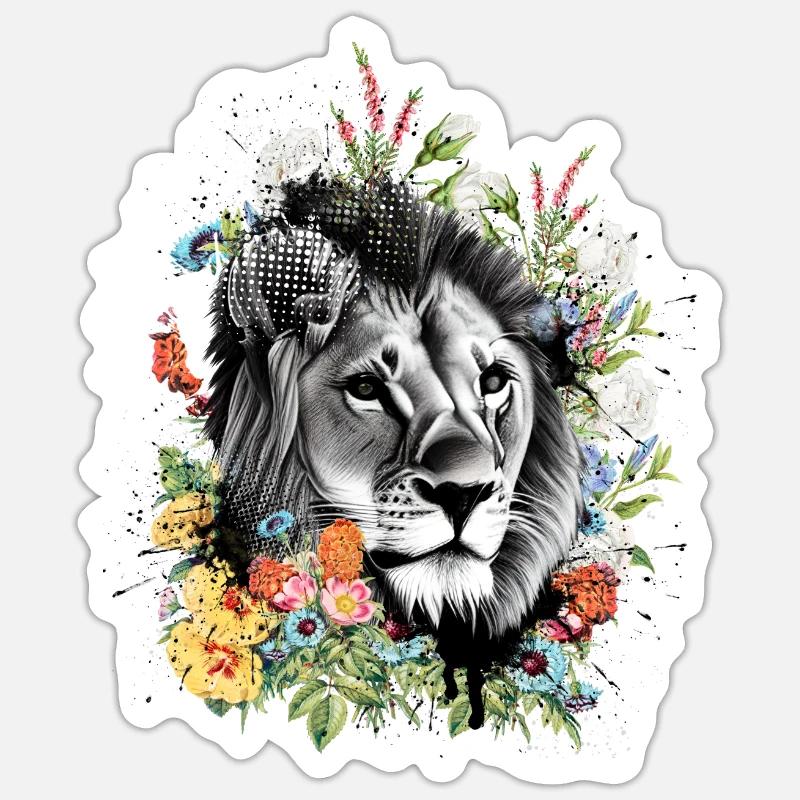 Fleurs de lion - Sticker taille S (10 x 10 cm) - blanc mat