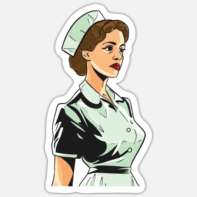 Krankenschwester - Sticker Größe S (10 x 10 cm) - Mattweiß