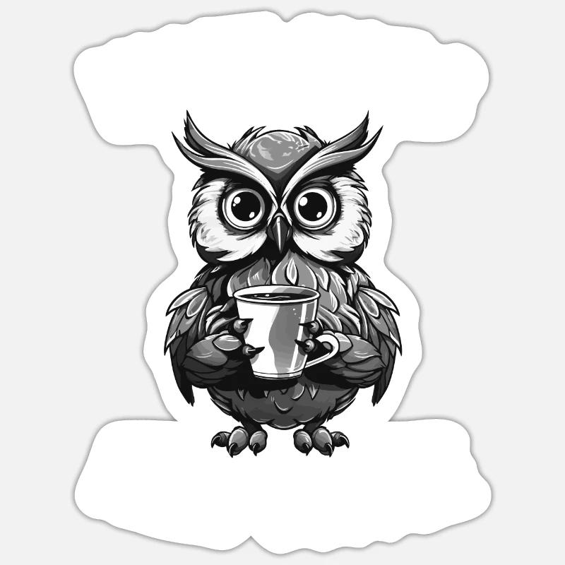 Night Owls Need Coffee - Sticker size S (10 x 10 cm) - white matte