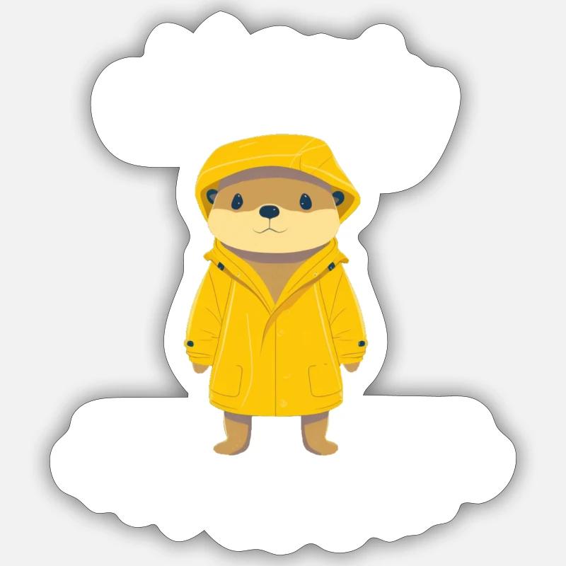 Süßes Otter Cartoon Stil Kinder Tshirt - Sticker Größe S (10 x 10 cm) - Mattweiß