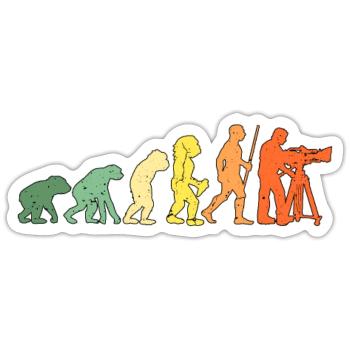 Camera Operator Evolution Retro Video Producer - Sticker size S (10 x 10 cm) - white matte - Front