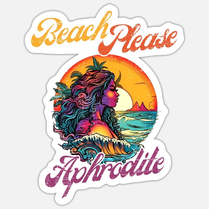 Beach Please - Aphrodite - Sticker Größe S (10 x 10 cm) - Mattweiß