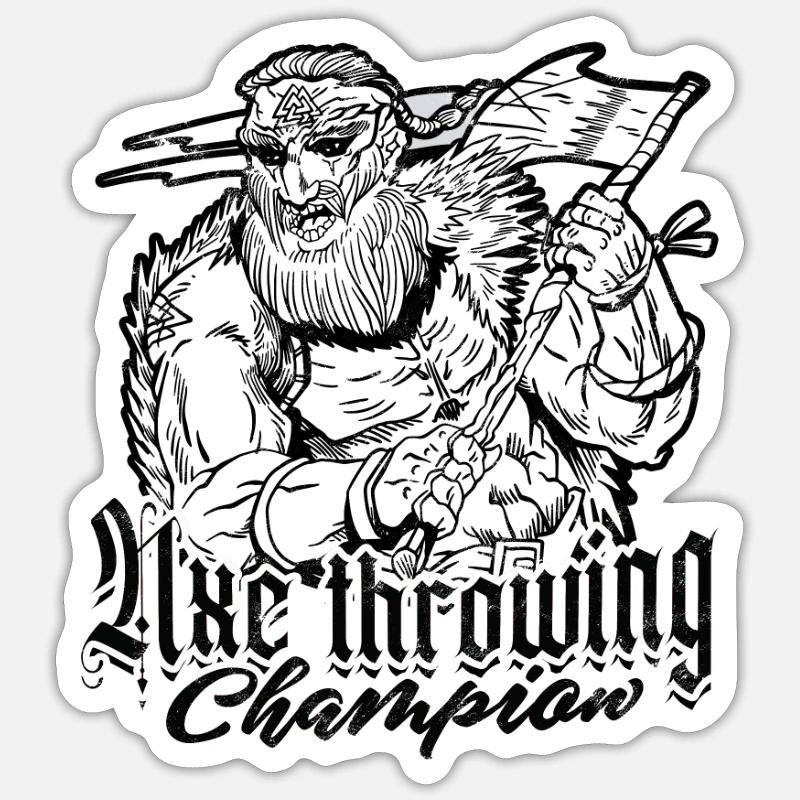 Axe throwing champion - Viking - Sticker size S (10 x 10 cm) - white matte