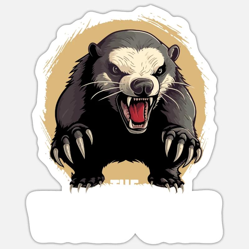 Honigdachs Der Wilde - Sticker Größe S (10 x 10 cm) - Mattweiß
