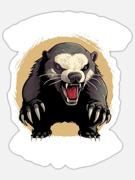 Honigdachs kümmert sich nicht darum - Sticker Größe S (10 x 10 cm) - Mattweiß