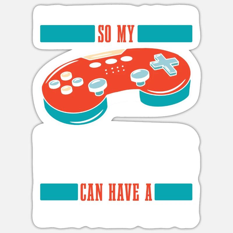 Chien de jeu Gamer - Sticker taille S (10 x 10 cm) - blanc mat