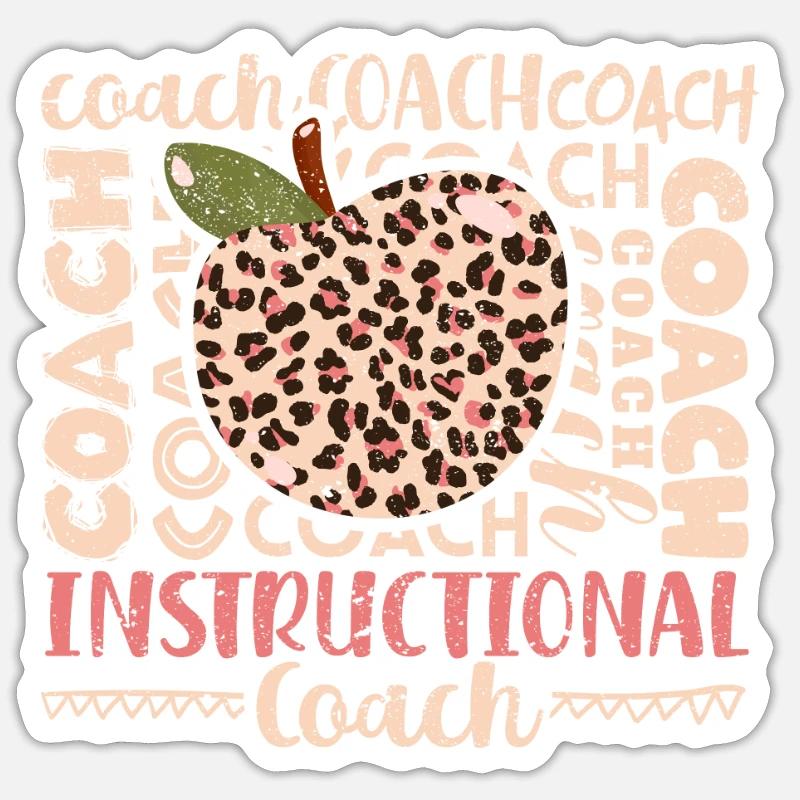 Gebleichtes Leopard Lehrtrainer Typografie-Lehrer - Sticker Größe S (10 x 10 cm) - Mattweiß