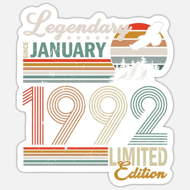 Januar 1992 - Sticker Größe S (10 x 10 cm) - Mattweiß