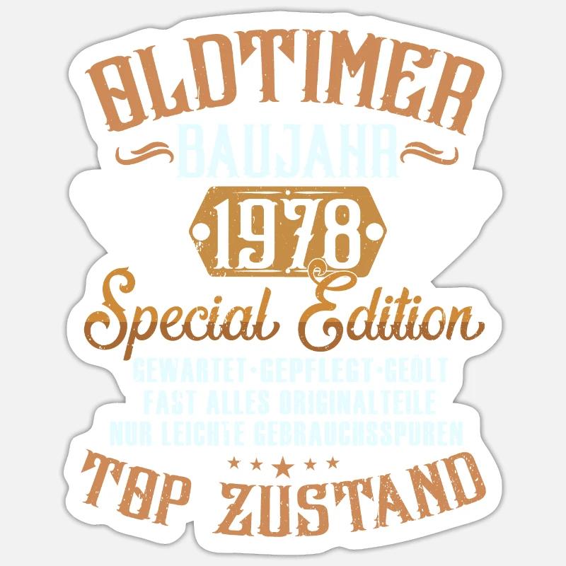 oldtimer 1978 originalzustand - Sticker Größe S (10 x 10 cm) - Mattweiß