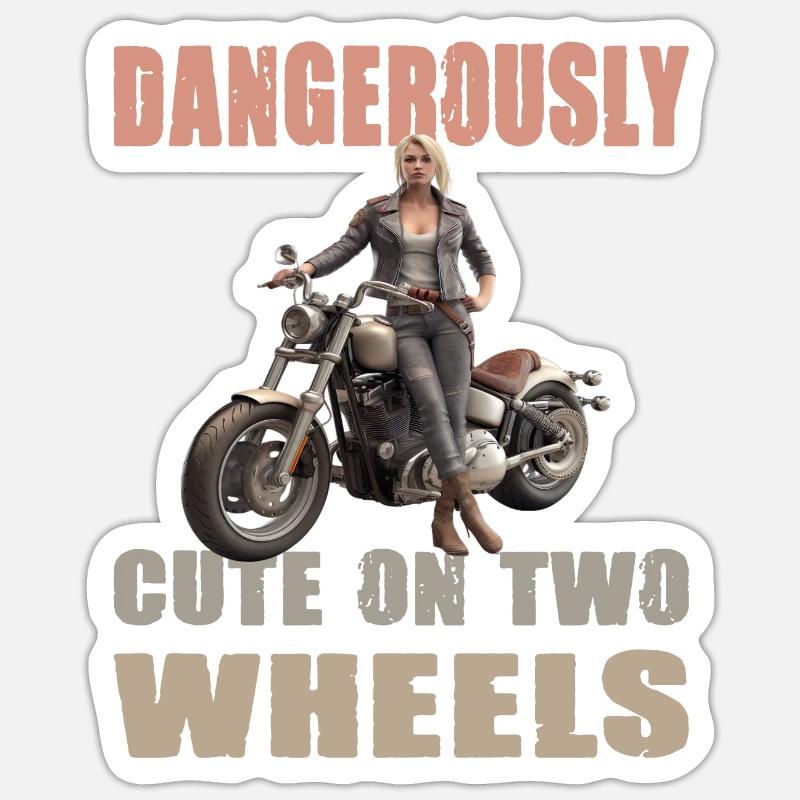 Dangerously On Two Wheels Motorradfaherin Sticker Größe S (10 x 10 cm)