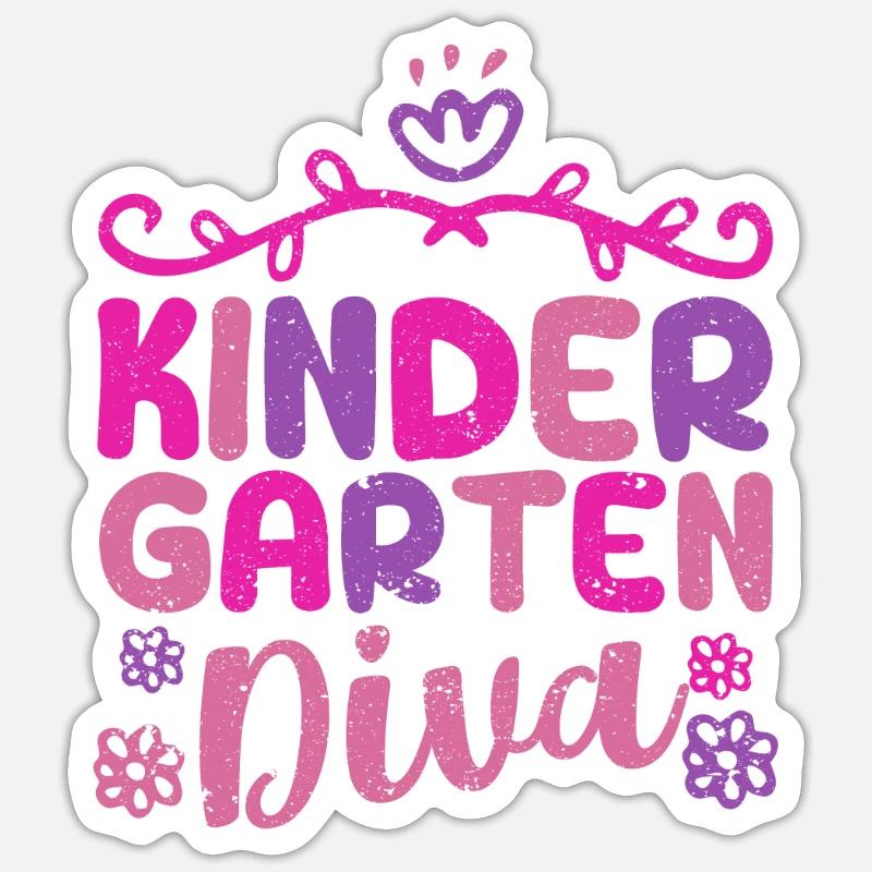 Mädchen Kindergarten Diva Erster Tag der Kinder Sticker Größe S (10 x 10 cm)