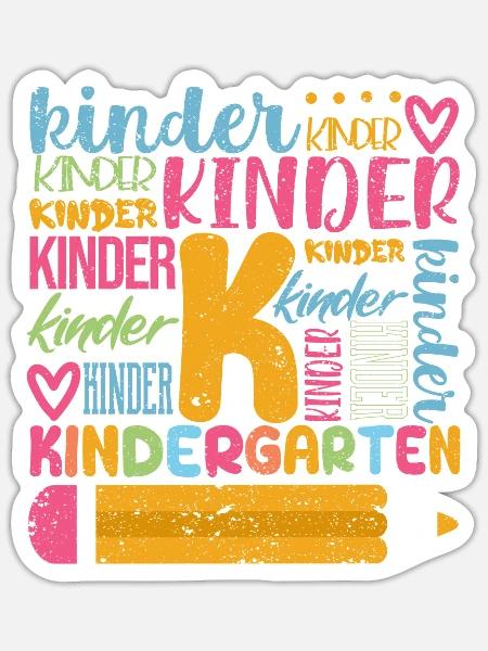 Kindergarten Typografie Team Kinder Lehrer zurück - Sticker Größe S (10 x 10 cm) - Mattweiß