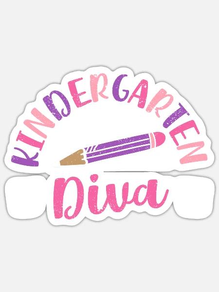 Mädchen Kindergarten Diva Erster Kindergartentag - Sticker Größe S (10 x 10 cm) - Mattweiß