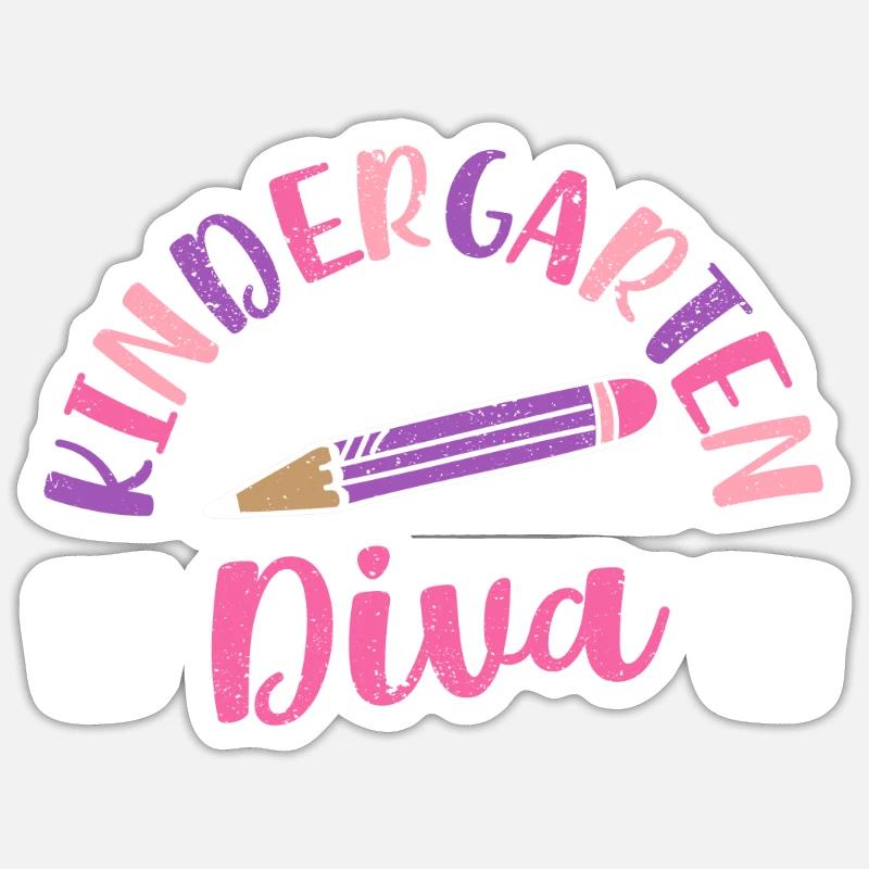 Mädchen Kindergarten Diva Erster Kindergartentag Sticker Größe S (10 x 10 cm)