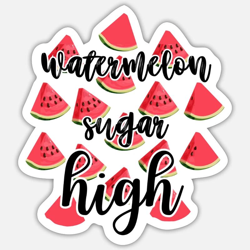 Pastèque - Pastèque- Sucre - Sticker taille S (10 x 10 cm) - blanc mat