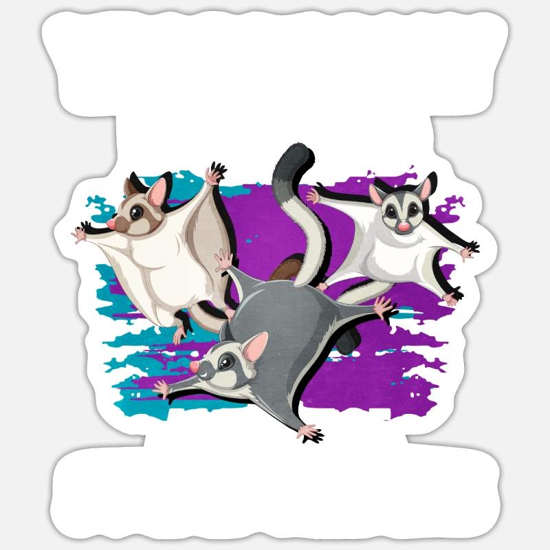 Flughörnchen - Sticker Größe S (10 x 10 cm) - Mattweiß