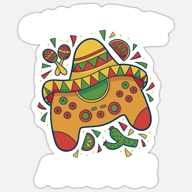 Cinco de Mayo Joystick - Sticker size S (10 x 10 cm) - white matte