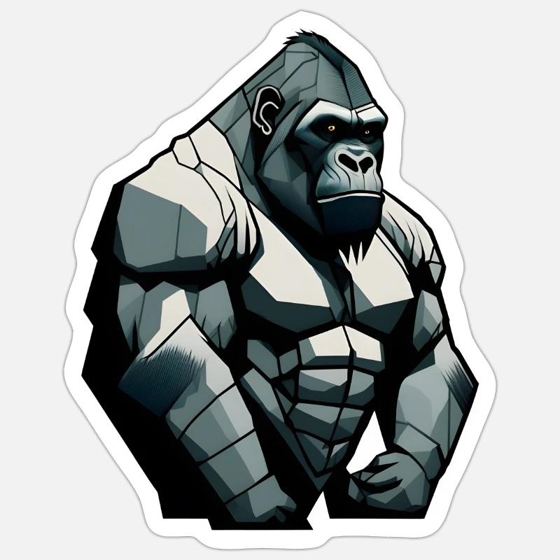 Gorilla mit einfachem Design - Sticker Größe S (10 x 10 cm) - Mattweiß