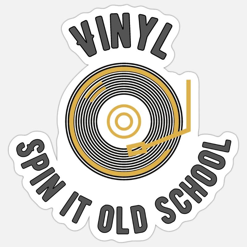 Spin it old school - Sticker taille S (10 x 10 cm) - blanc mat