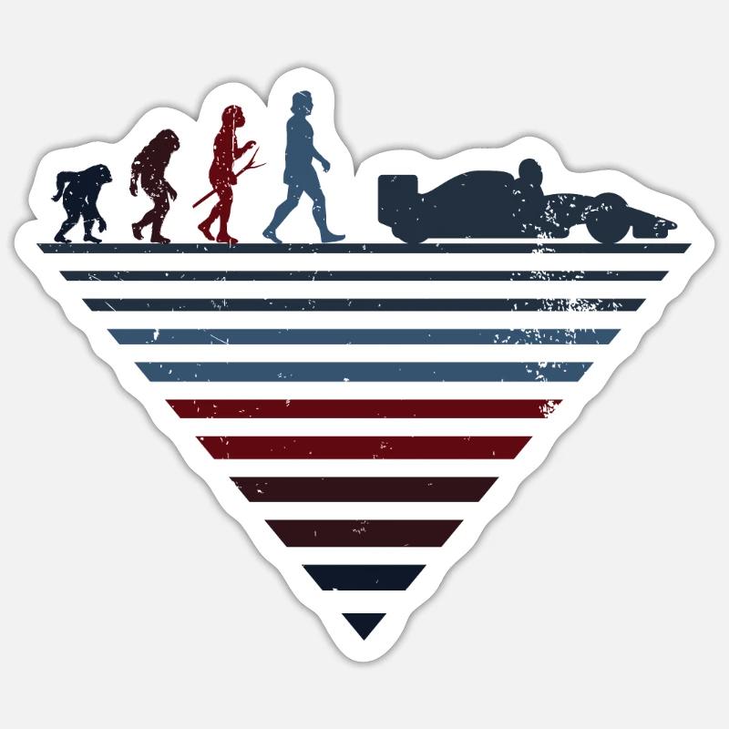 Menschliche Evolution - Oldtimer-Rennen Sticker Größe S (10 x 10 cm)