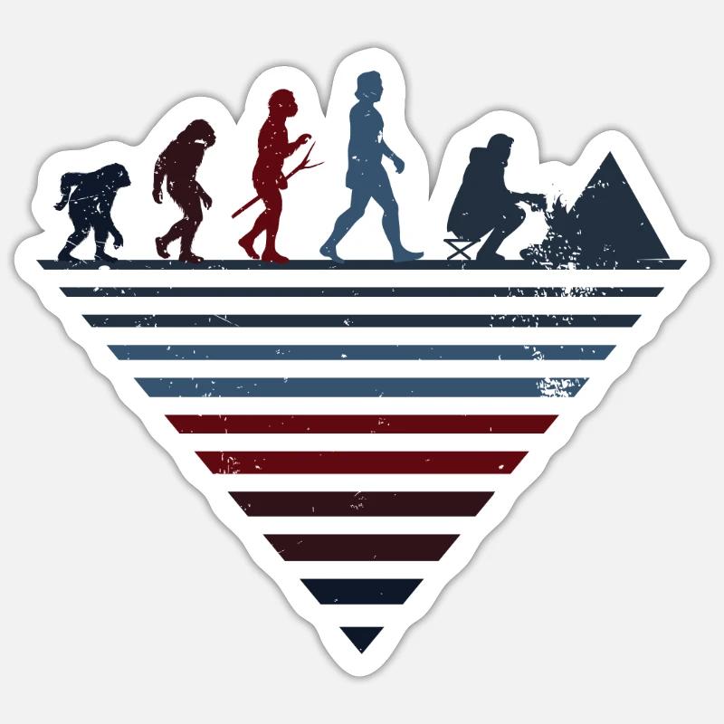Menschliche Evolution - Vintages Camping Sticker Größe S (10 x 10 cm)