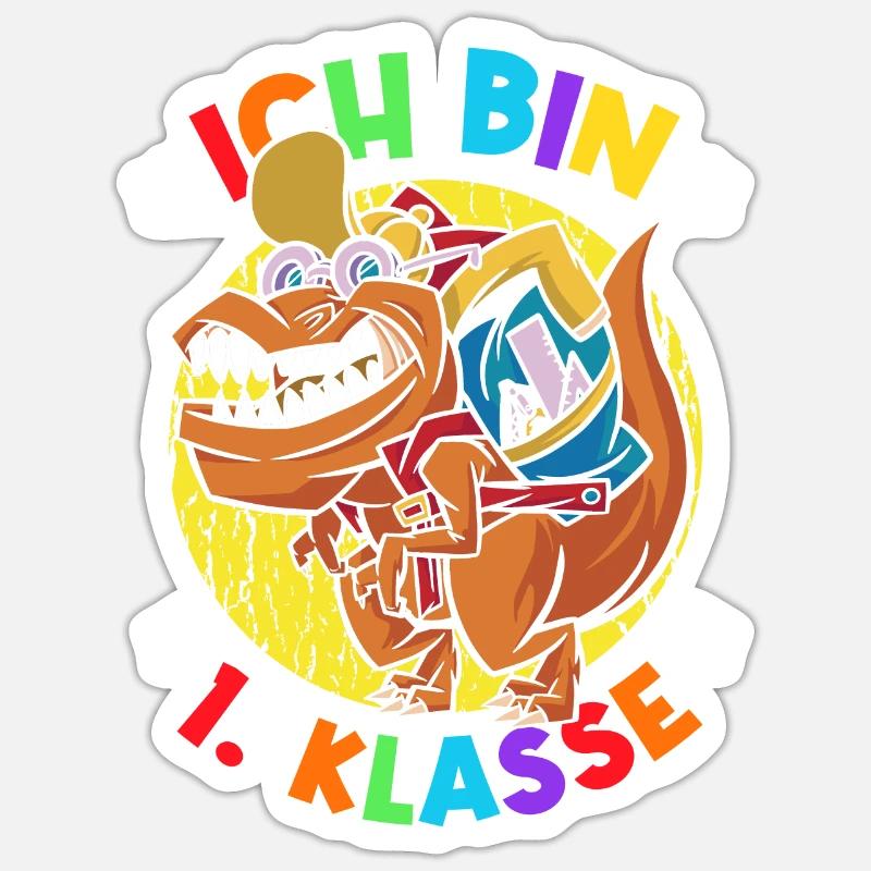 Ich bin 1. Klasse Dinosaurier Einschulung Sticker Größe S (10 x 10 cm)